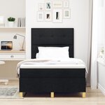 vidaXL Lit à ressorts avec matelas noir 120x200 cm en tissu