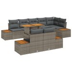 Ensemble de canapé de jardin 9 pièces avec coussins gris poly rotin vidaXL
