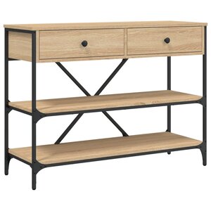 vidaXL Table console avec tiroirs et étagères chêne sonoma