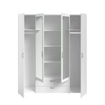 Armoire à décor blanc 4 portes battantes + 2 miroirs + 2 tiroirs 160 x 51 x Hauteur 185 cm