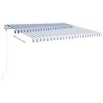 vidaXL Auvent manuel rétractable avec poteaux 4 5x3 m Bleu et blanc