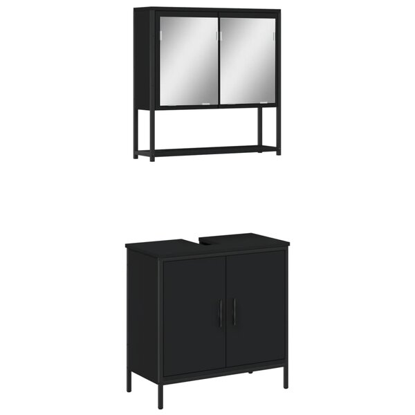 vidaXL Ensemble de meubles salle de bain 2 Pièces noir bois d'ingénierie