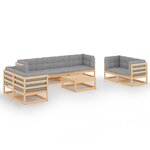 Salon de jardin meuble d'extérieur ensemble de mobilier 9 pièces avec coussins bois de pin massif 02_0017947