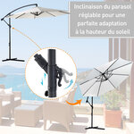 Parasol déporté octogonal inclinable manivelle pied acier Ø 3 x 2 5H m crème