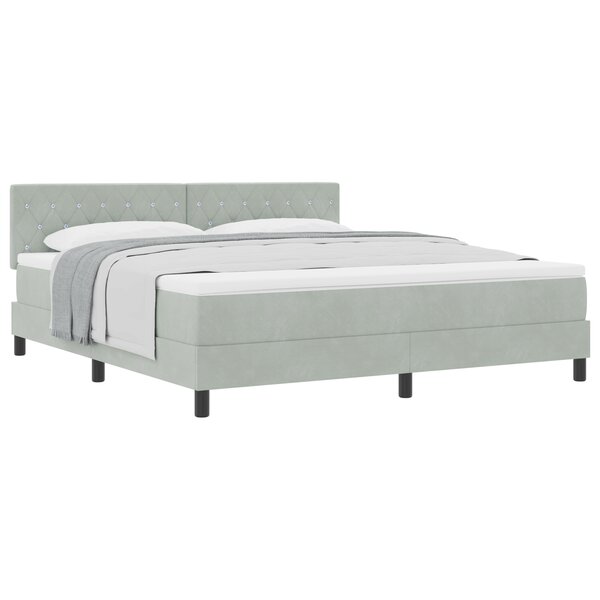 Lit box spring vidaXL avec matelas gris clair super king en velours