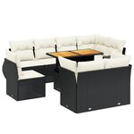 vidaXL Salon de jardin 9 Pièces avec coussins noir résine tressée