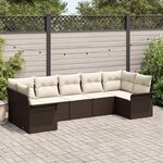 Ensemble canapé jardin vidaXL 7 pièces avec coussins marron poly rotin