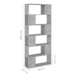 vidaXL Bibliothèque/Séparateur de pièce Gris béton Bois d'ingénierie