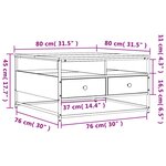 vidaXL Table basse chêne marron 80x80x45 cm bois d'ingénierie