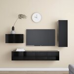 vidaXL Ensemble de meuble TV 4 Pièces Noir Bois d'ingénierie