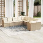 vidaXL Salon de jardin avec coussins 10 Pièces beige résine tressée