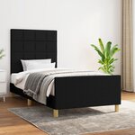vidaXL Cadre de lit avec tête de lit Noir 100x200 cm Tissu