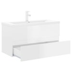 vidaXL Armoire d'évier lavabo intégré blanc brillant bois d'ingénierie
