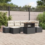 vidaXL Ensemble de Canapé de Jardin de 7 Pièces avec Coussins Noir en Poly Rattan