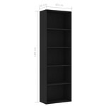 vidaXL Bibliothèque à 5 niveaux Noir 60x30x189 cm Bois d'ingénierie