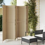 vidaXL Cloison de séparation 5 panneaux beige résine tressée