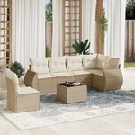 vidaXL Salon de jardin avec coussins 7 Pièces beige résine tressée
