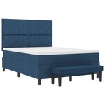 vidaXL Lit à ressort avec matelas et banquette bleu 160x200 cm en tissu