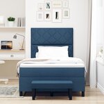 vidaXL Lit à ressorts avec matelas et banc bleu 120x190 cm en tissu