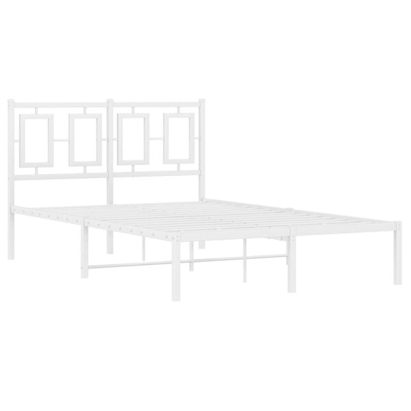 vidaXL Cadre de lit métal avec tête de lit blanc 120x200 cm