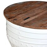 vidaXL Table basse Bois de récupération massif Blanc Forme de baril