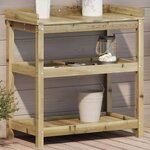 vidaXL Table de rempotage et étagères 82 5x45x86 5cm bois pin imprégné