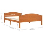 vidaXL Cadre de lit Marron miel Bois de pin massif 160x200 cm