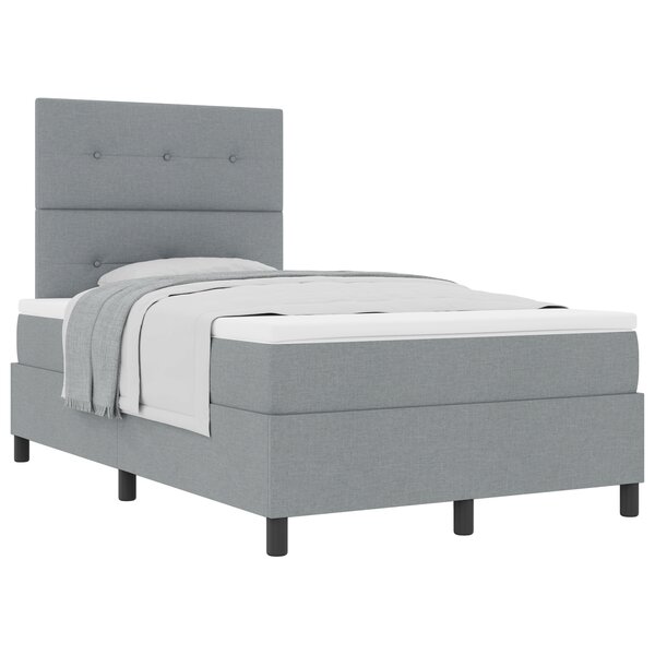 vidaXL Lit à ressorts avec matelas gris clair 120x200 cm en tissu