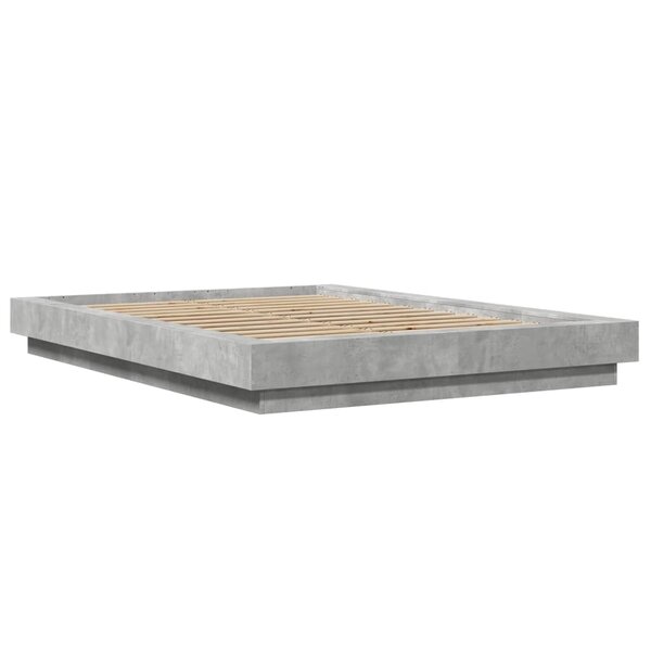 vidaXL Cadre de lit gris béton 140x200 cm bois d'ingénierie