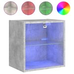 vidaXL Tables de chevet murales avec lumières LED 2 Pièces gris béton