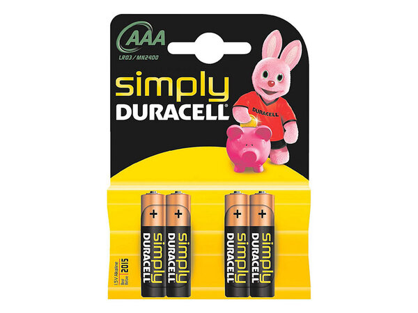 blister de 4 piles Simply MN2400 Micro AAA LR03 DURACELL