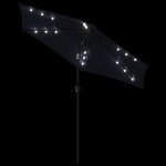 vidaXL Parasol de jardin avec LED mât en acier noir 225x225x212 cm