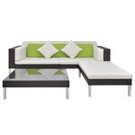 Salon de jardin meuble d'extérieur ensemble de mobilier 4 pièces avec coussins résine tressée marron 02_0016194