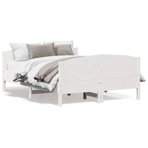 vidaXL Cadre de lit sans matelas blanc 135x190 cm bois de pin massif