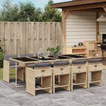 vidaXL Ensemble à manger de jardin et coussins 9 Pièces mélange beige