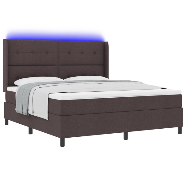 vidaXL Lit à sommier de la marque avec matelas et LED Marron foncé 180x200 cm en tissu