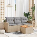 vidaXL Salon de jardin avec coussins 4Pièces mélange beige résine tressée