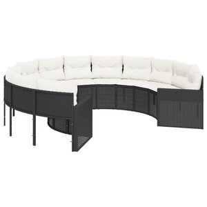 vidaXL Canapé de jardin avec coussins rond noir résine tressée