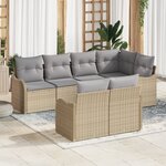 Canapés de Jardin vidaXL 7 pièces avec Coussins Beige Poly Rattan