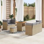 vidaXL Ensemble de Canapé de Jardin 8 pièces avec Coussins Beiges en Rattan Poly