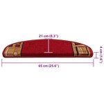 vidaXL Tapis d'escalier autocollants 15 Pièces Rouge 65x21x4 cm