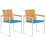 vidaXL Chaises de jardin avec coussins 2 Pièces Teck solide et acier
