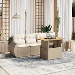 vidaXL Salon de jardin avec coussins 5 Pièces beige résine tressée
