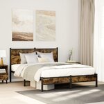 vidaXL Cadre de lit en métal sans matelas chêne fumé 137x190 cm