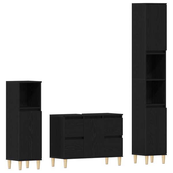 vidaXL Ensemble de meubles de salle de bain 3 pièces Chêne noir Bois d'ingénierie