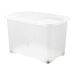 EDA PLASTIQUE Boîte de rangement Clip'Box 60 L avec roulette - Naturel couvercle avec charniere - 60 x 40 x 40,7 cm