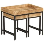 vidaXL Tables basses gigognes 3Pièces bois de manguier massif brut et fer