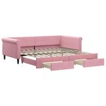 vidaXL Lit de jour avec gigogne et tiroirs rose 100x200 cm velours