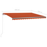 vidaXL Auvent automatique rétractable poteaux 4 5x3 5 m Orange marron