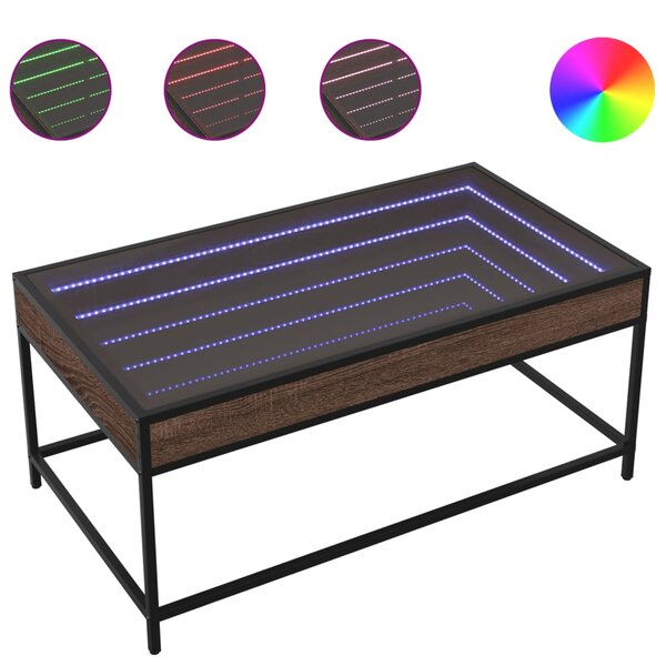 vidaXL Table basse avec LED Infinity chêne marron 90x50x41 cm